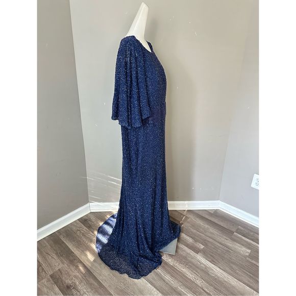MAC DUGGAL EMBELLISHED CAPE SLEEVE GOWN (PLUS) - Picture 6 of 9